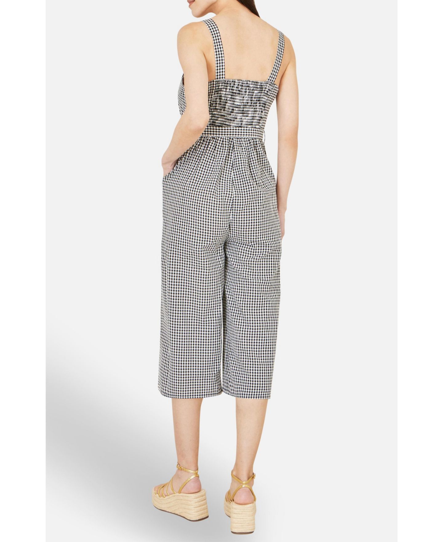 Женский комбинезон Yumi Gingham Button Through Jumpsuit, цвет: Чёрный — фото 7
