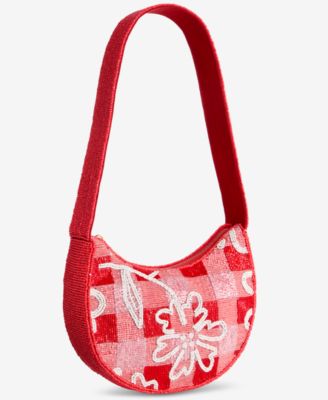 Beaded Half Moon Shoulder Bag