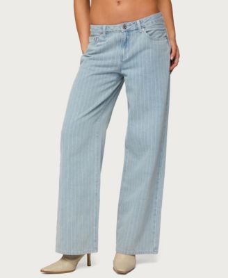 Women's Pinstripe Low Rise Baggy Jeans