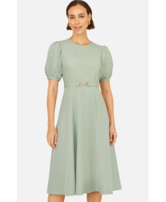 Women's Buckle Detail Short Sleeve Skater Dress