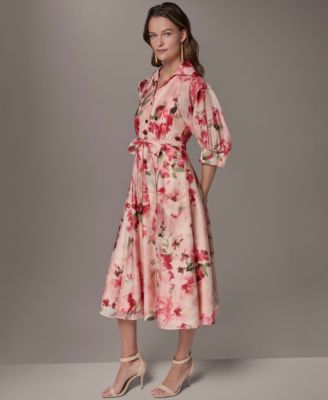 Women's Printed Collared Neck Shirt Dress