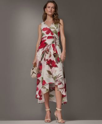 Women's Floral Faux Wrap Midi Dress