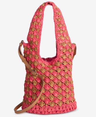 Drawstring Straw Handle Tote