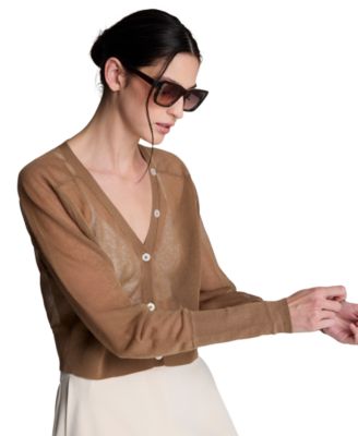 Women's Saddle-Shoulder Cropped Cardigan