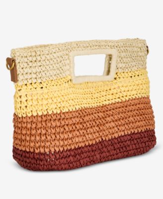 Ombr&eacute; Striped Straw Clutch Bag