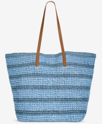 Ombr&eacute; Striped Straw Slouchy Tote Bag