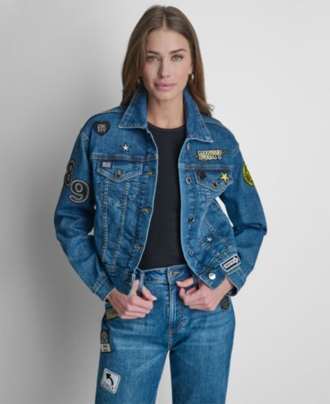 Женские куртки DKNY Women's 1989 Pins & Patches Collared Jacket