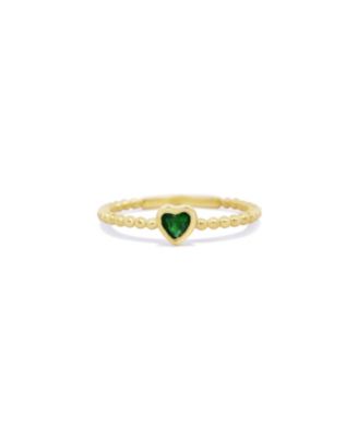 Emerald Bezel Heart Ring 14K Gold