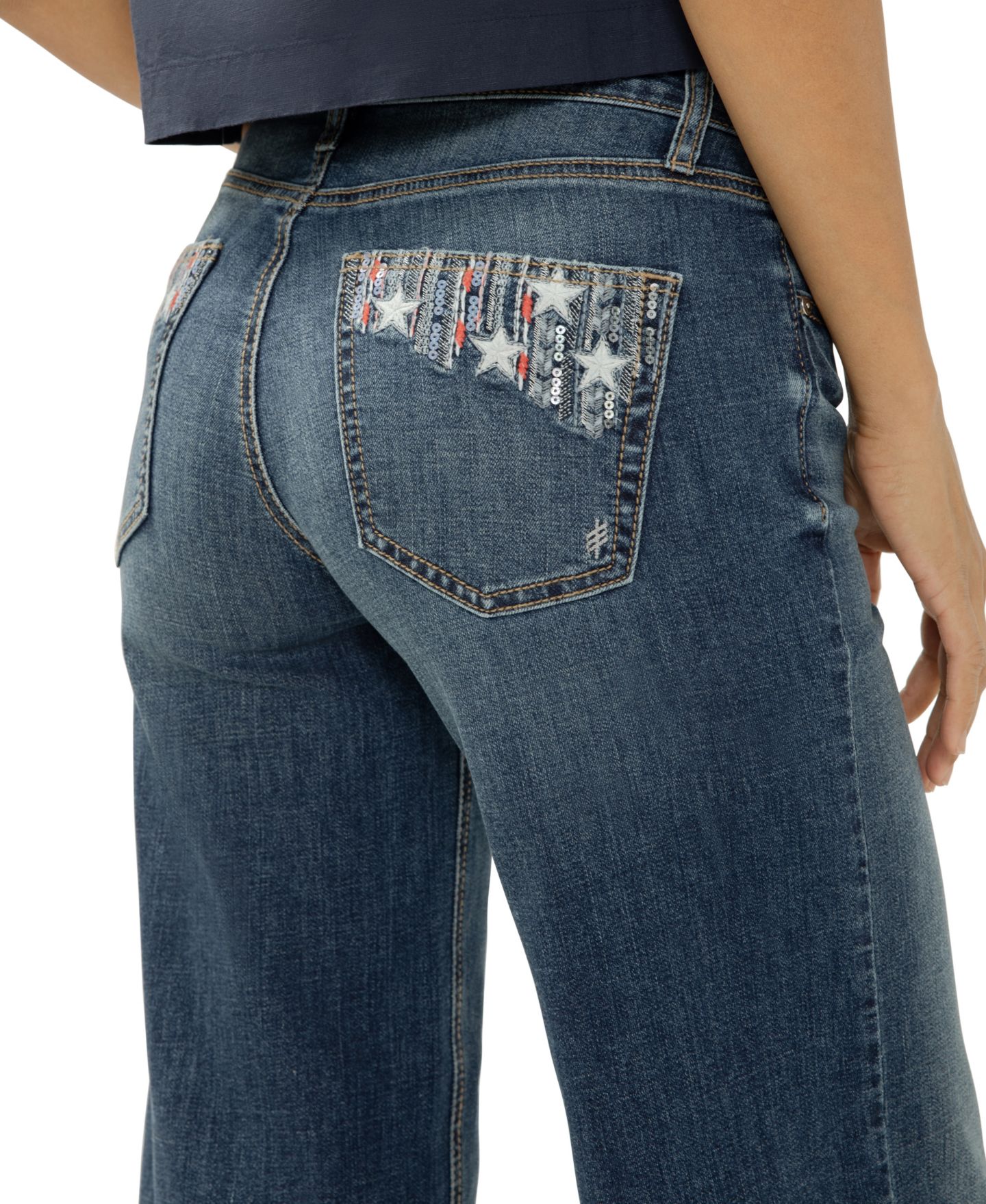Женские джинсы Silver Jeans Co. Suki Mid-Rise Wide-Leg Americana Luxe Stretch, цвет: Mix Tape — фото 3