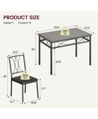 “Gray 5 Piece Dining Set for 4 with Rectangular Table & 4 Upholstered Chairs for Kitchen/Dining.”