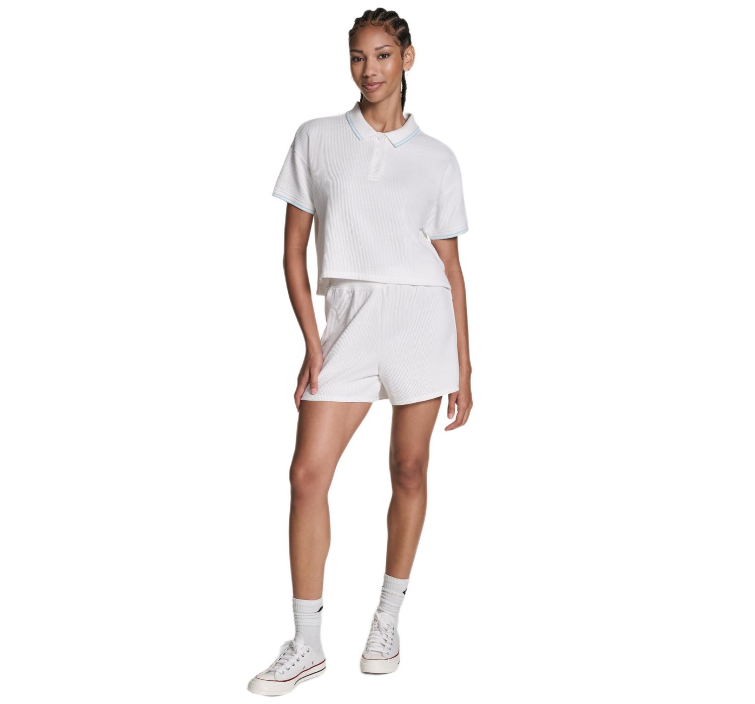 Women's Cropped Waffle Polo