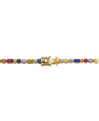 14K Gold Plated Multi-Color CZ Statement Tennis Bracelet