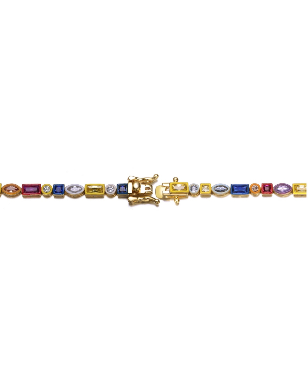 14K Gold Plated Multi-Color Varied-Shape Tennis Bracelet