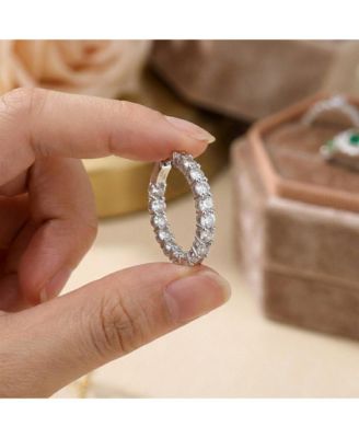 Colored Cubic Zirconia Inside Out Hoop Earrings