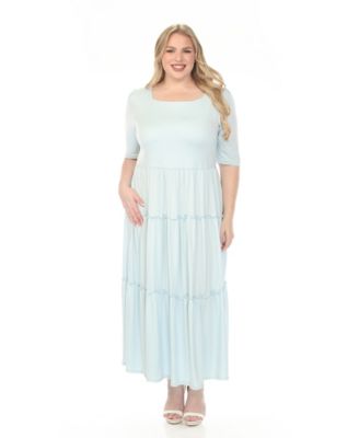 Plus Size Square Neck Short-Sleeve Tiered Dress