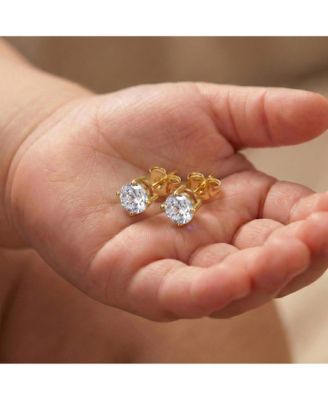 Dainty Sterling Silver 4MM Showpiece Solitaire Stud Earrings