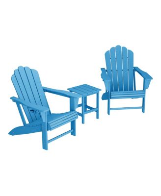 3-Piece Outdoor Patio HDPE Adirondack Chair With Cup Holder and Table Set