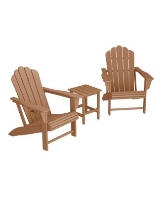 3-Piece Outdoor Patio HDPE Adirondack Chair With Cup Holder and Table Set