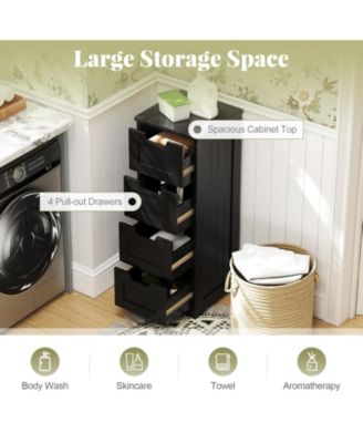 Freestanding Side Storage Organizer Cabinet with 4 Drawers