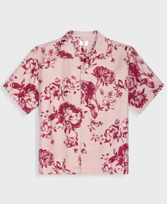 Men's Botanical-Print Relaxed Camp Shirt