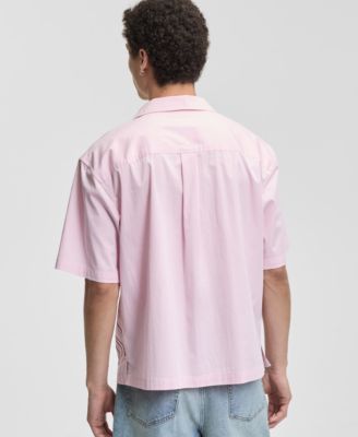 Men's Cotton-Blend Printed Relaxed Camp Shirt