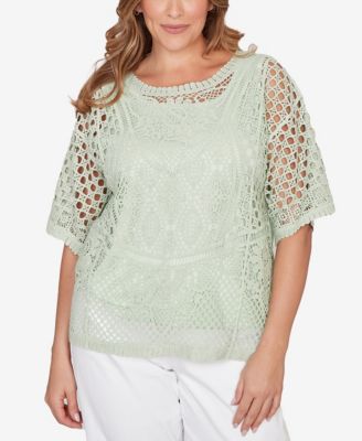 Plus Size Chemical Lace Pullover Sweater