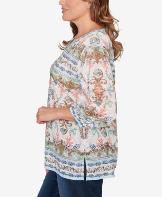 Plus Size Ocean Motif Burnout Knit Top