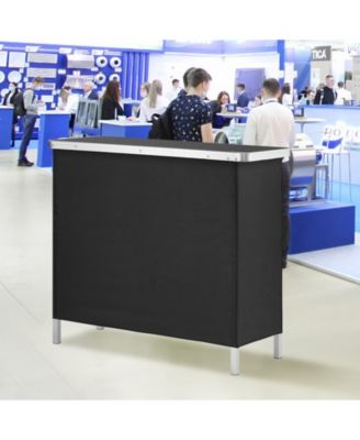 38.39" x 15.16" x 34.25 Folding Portable Bar Table with Carrying Case, Storage Shelf and Skirt