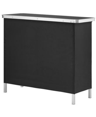 38.39" x 15.16" x 34.25 Folding Portable Bar Table with Carrying Case, Storage Shelf and Skirt