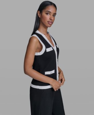 Women's Button-Down V-Neck Sweater