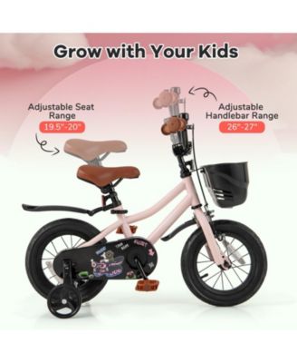 12 Inches Kids Bike with Basket and Adjustable Handlebar for 3-4 Years Old