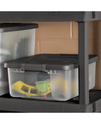 25 Quart ShelfTote, Stackable Storage Bin with Latching Lid, 6 Pack