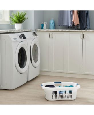 2.1-Bushel Small Hip-Hugger Plastic Laundry Basket, White (3-Pack)