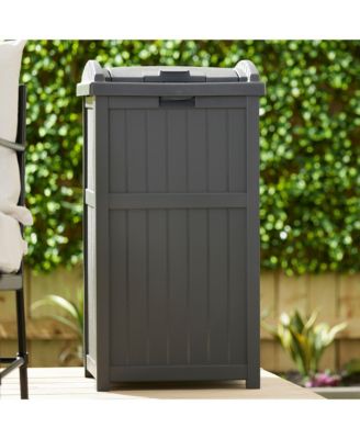 Suncast 30 Gallon Hideaway Trash Waste Bins for Outdoor, Cyberspace (2 Pack)