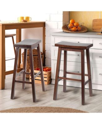 Classic Saddle Seat 29" Tall Kitchen Counter Stools, Walnut (Set of 4)