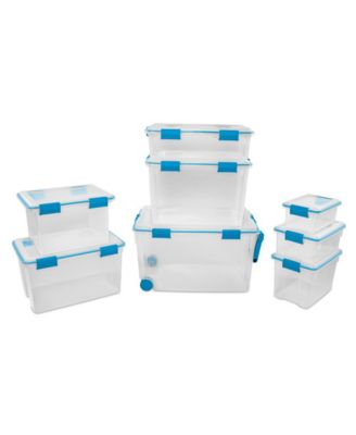54 Quart Gasket Box, Stackable Storage Bin with Latching Lid, 4 Pack