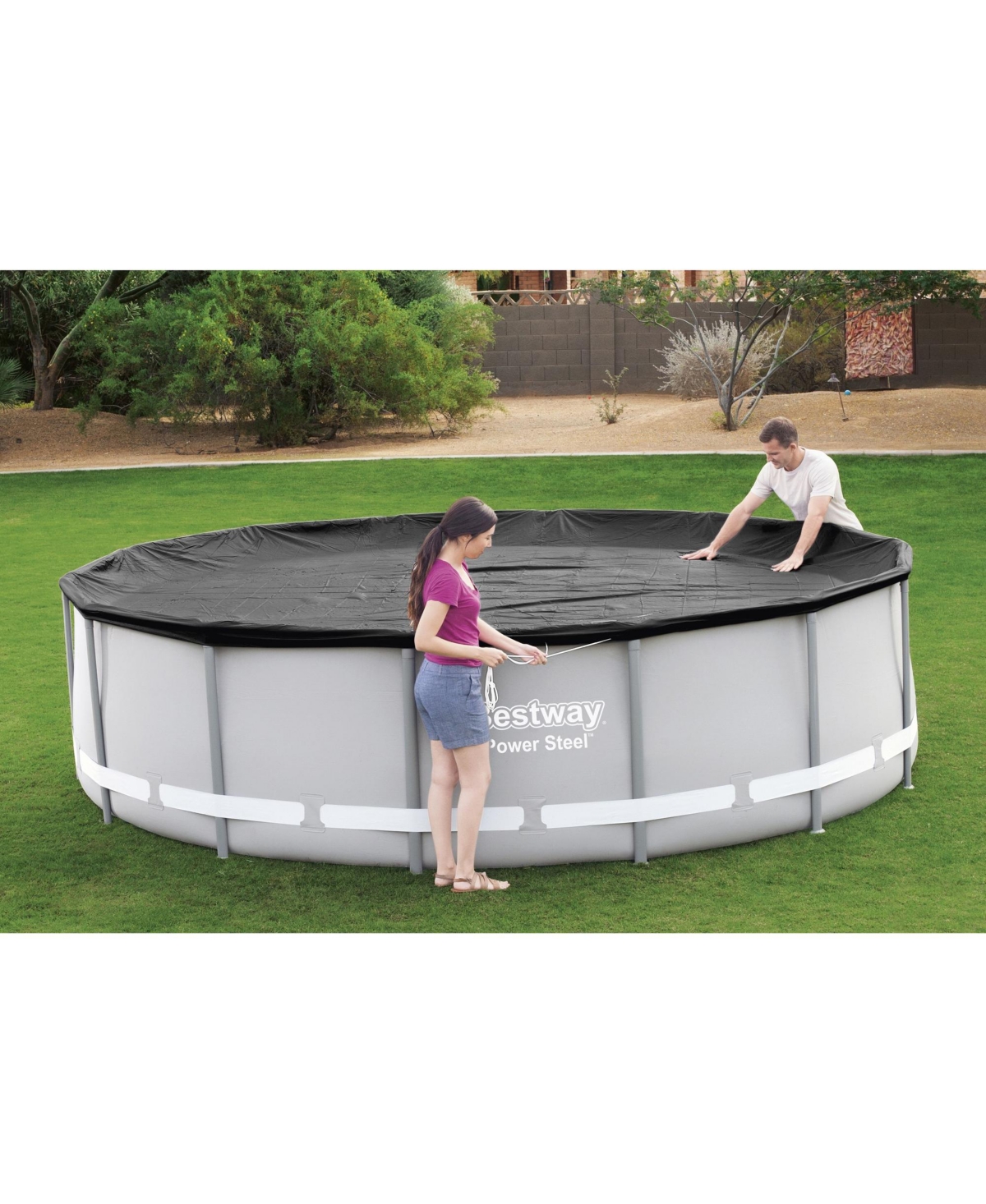 Bestway Flowclear Round 14' Pool Cover for Above Ground Frame Pools (Cover Only)