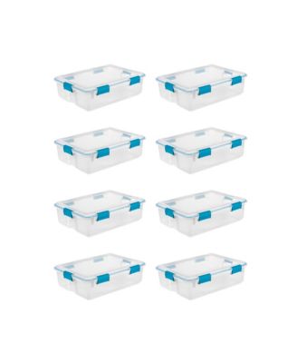 37 Quart Clear Plastic Home Storage Tote Bin with Secure Lids, 8 Pack