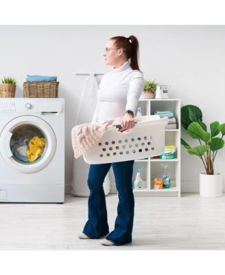 589132 Comfort Carry White Plastic Lightweight Laundry Basket, Pack of 3