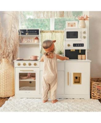 Iconic Wooden Play Kitchen – Cream Pretend Cooking Set for Kids