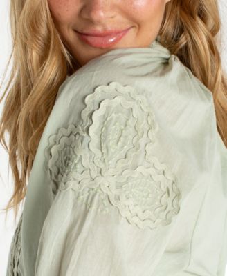 Women's Button-Front V-Neck Woven Blouse