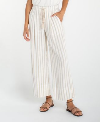 Pull-On Wide-Leg Cropped Pants
