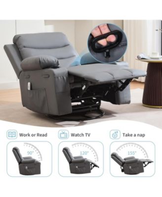 Swivel Rocker Recliner Chair with Massage and Heat, Oversized Glider Recliner Nursery Chair,Single Sofa Seat