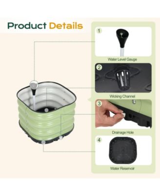 Galvanized Raised Garden Bed 16.5'' Self-Watering Planter Box with Drainage Plug and Water Reservoir for Indoor & Outdoor Gardening