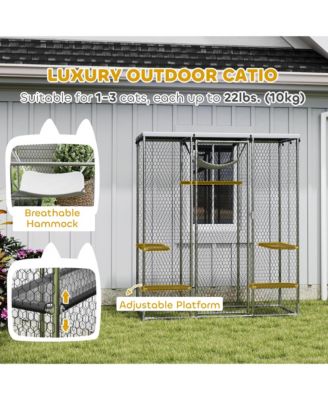 Large Catio Outdoor Cat Enclosure with Waterproof Cover