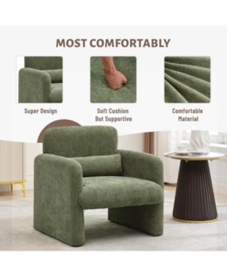 Accent Chair with Arms, Modern Chenille Fabric Living Room Chair