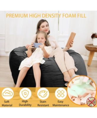 Bean Bag Chair, 4FT Giant Bean Bag for Adults, Teens, Foam Filled Bean Bag Chairs with Velvet Cover