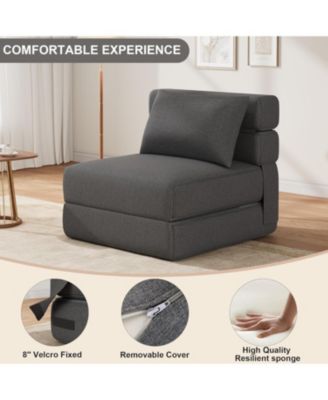 Folding Sofa Bed With Upgraded Pillow, Convertible Sleeper Chair- Modern Comfortable Sofa Bed Linen Fabric