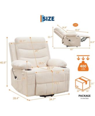 Power Lift Recliner Chair for Elderly with Massage & Heat, Single Sofa for Adults, 135° Reclining Accent Chair for Living Room or RV