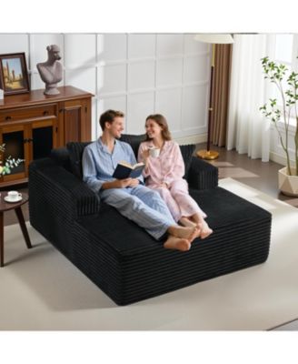 Oversized Chaise Lounge Chair 54 61" Indoor Corduroy Cloud Boneless Single Couch Sofa with 4 Pillows Armrests & Deep Seat No Assembly